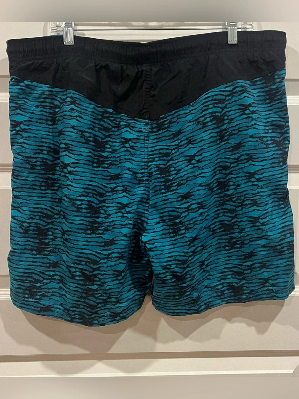 CB Sport Vintage 90s Nylon Mens Swimming Trunks Teal & Black Ripple Size M Retro
